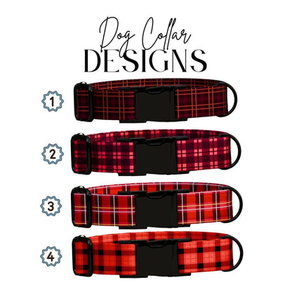 Personalized Plaid Dog Collar with Name Engraved Custom Pet Name ID Collar for Pets Collar & Leash Set Cozy Plaid Check Dog Collar (OG-186)