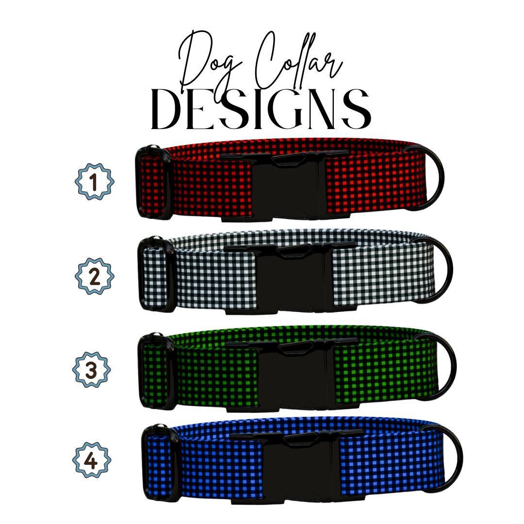 Personalized Checkered Dog Collar with Name Engraved Custom Pet Name ID Collar for Dog Checkered Collar & Leash Set Puppy Gift Idea (OG-182)