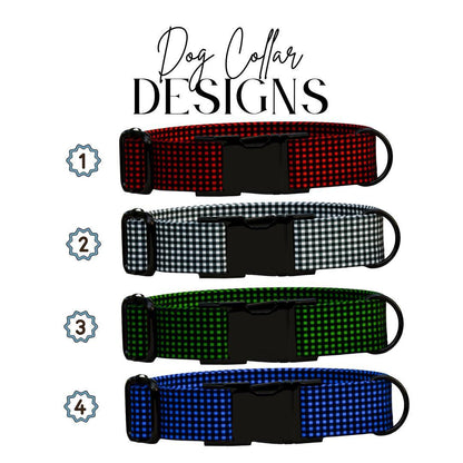 Personalized Checkered Dog Collar with Name Engraved Custom Pet Name ID Collar for Dog Checkered Collar & Leash Set Puppy Gift Idea (OG-182)