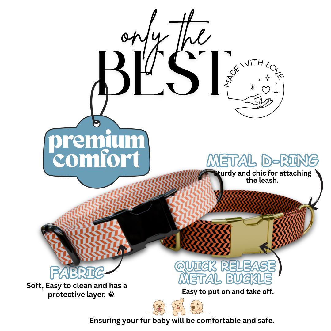 Personalized Herringbone Dog Collar with Name Engraved Custom Pet Name ID Collar Secure Collar & Leash Set Dog Name Tag Gift Idea (OG-184)