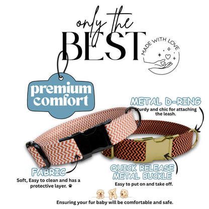 Personalized Herringbone Dog Collar with Name Engraved Custom Pet Name ID Collar Secure Collar & Leash Set Dog Name Tag Gift Idea (OG-184)