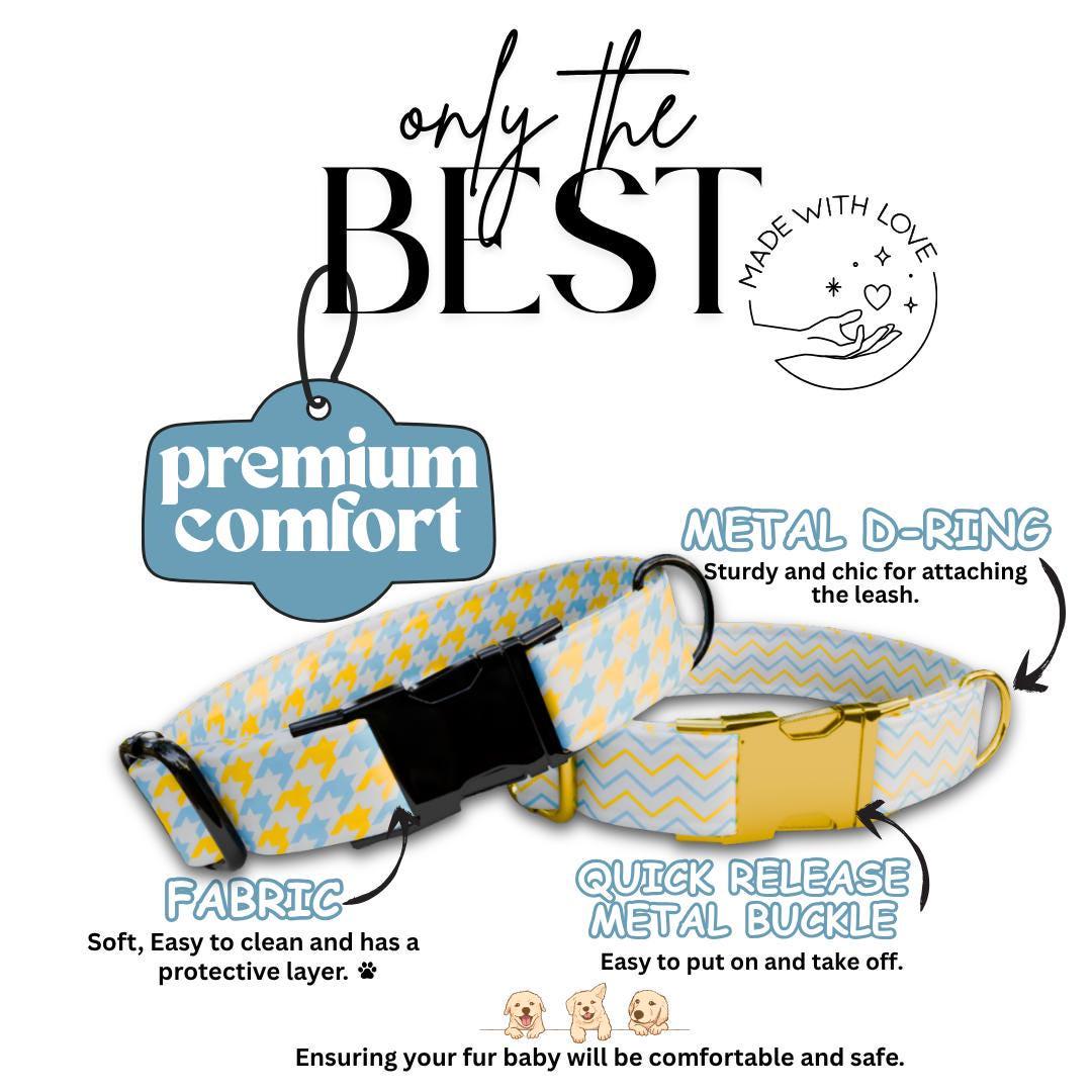 Personalized Pattern Dog Collar with Name Engraved Custom Tag for Dog Collar & Leash Set Cute Striped Dog Collar Gift for Dog Lover (OG-159)