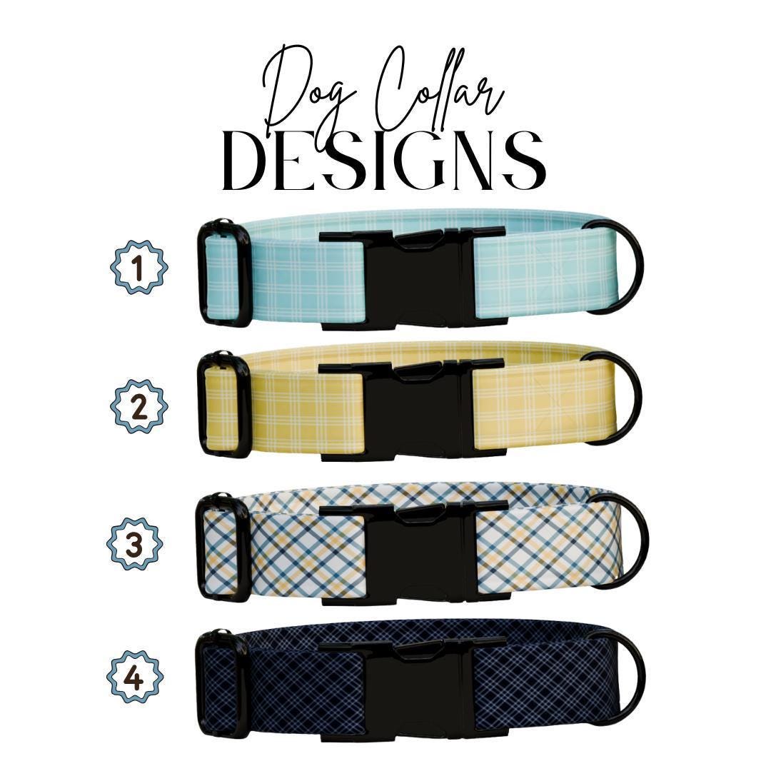 Personalized Plaid Dog Collar with Name Engraved Custom Tag Collar for Pets Collar & Leash Set Plaid Dog Collar Gift for Dog Lovers (OG-157)