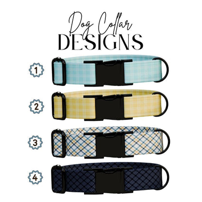 Personalized Plaid Dog Collar with Name Engraved Custom Tag Collar for Pets Collar & Leash Set Plaid Dog Collar Gift for Dog Lovers (OG-157)