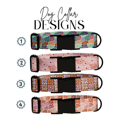 Personalized Floral Dog Collar with Name Engraved Cute and Soft Floral Adjustable Collar & Leash Set Stylish Flower Print Dog Gift (OG-164)