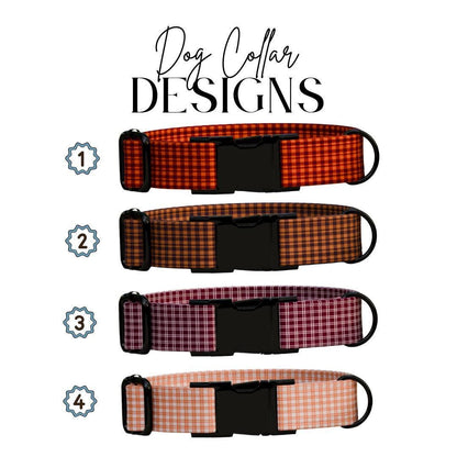 Personalized Autumn Plaid Dog Collar with Name Engraved Custom Tag Collar for Pets Collar & Leash Set Dog Collar Gift for Dog Lover (OG-167)