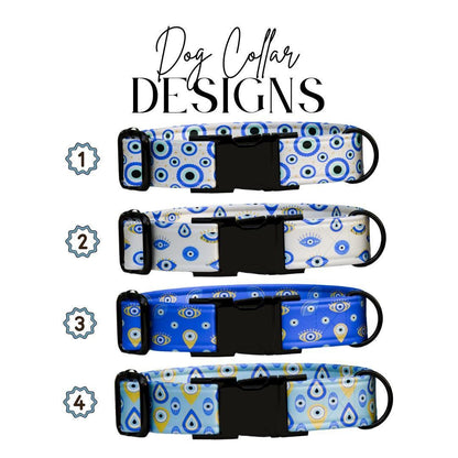 Personalized Evil Eye Dog Collar Custom Name ID Tag Stylish Protection Design Adjustable Quick Release Collar Perfect Gift for Dogs (OG-250)