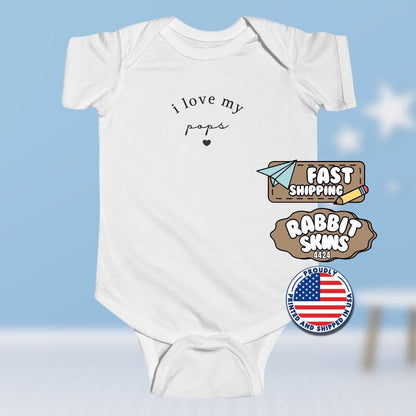 I Love My Pops Infant Fine Jersey Bodysuit Baby Shower Gift Idea Adorable Grandparent Gift Newborn Bodysuit Grandparents Day Baby Outfit