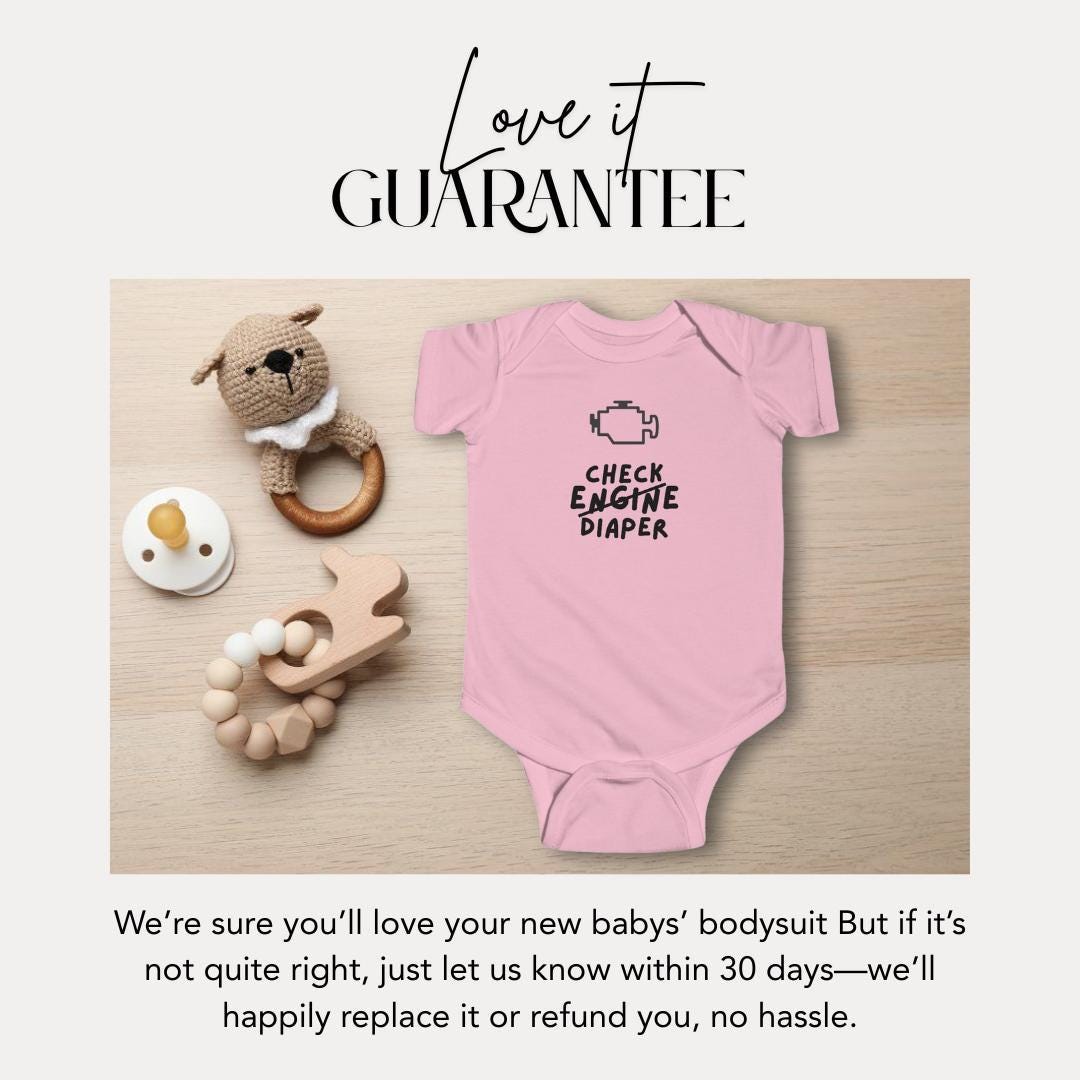 Funny Infant Fine Jersey Bodysuit Check Engine Diaper Adorable Infant Shirt for New Parents Baby Shower Gift for Car Lovers Cute Infant Wear
