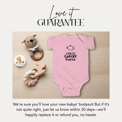 Funny Infant Fine Jersey Bodysuit Check Engine Diaper Adorable Infant Shirt for New Parents Baby Shower Gift for Car Lovers Cute Infant Wear