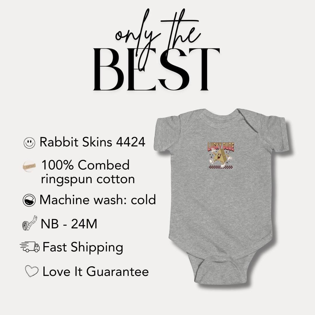Lucky Dude Infant Fine Jersey Bodysuit Cute & Comfy Baby Shower Gift Idea Retro Bodysuit for Newborns Baby Outfit Adorable Baby Clothes
