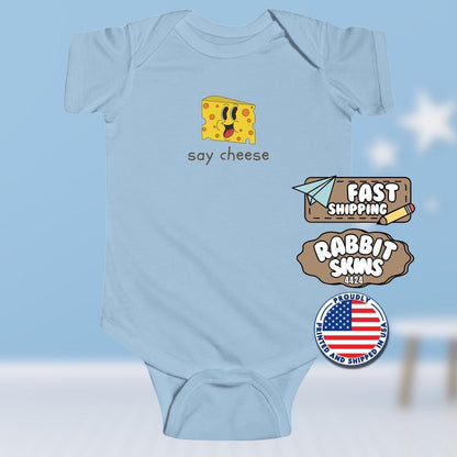 Say Cheese Infant Fine Jersey Bodysuit Cute Baby Onesie Funny Baby Outfit Newborn Gift Baby Shower Gift Photography Props for Infant Onesie
