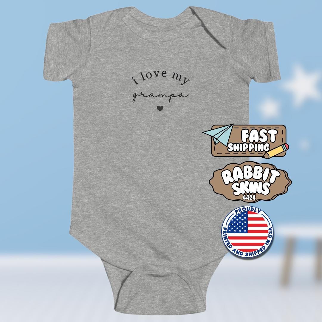 I Love My Grampa Infant Fine Jersey Bodysuit Sweet Newborn Baby Shower Outfit Baby Bodysuit Photo Shoot Onesie for Grandpas Little Love