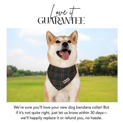 Personalized Red Green Plaid Pet Bandana Built-In Collar Custom Dog & Cat Name Bandana Cozy Tartan Check Style for Pets Great for Christmas