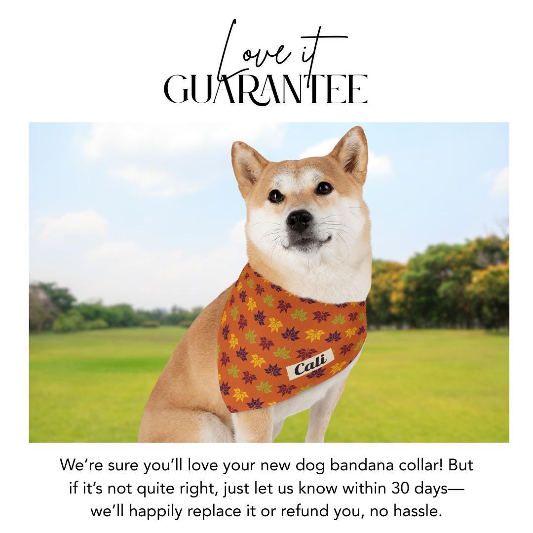 Personalized Autumn and Thanksgiving Pet Bandana with Built-In Collar Custom Dog and Cat Bandana Fall Pet Accessory, Adjustable & Comfy