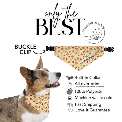 Fall Pumpkin Pet Bandana with Built-In Collar Personalized Dog & Cat Polyester Bandana Autumn Pet Accessory, Adjustable and Gift for Pets