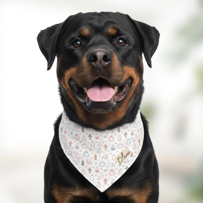 Personalized Fall Harvest Pet Bandana Built-In Collar Custom Dog & Cat Thanksgiving Bandana Adjustable Collar with Name Autumn Pet Accessory
