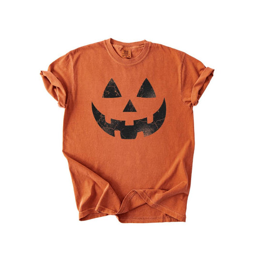 Halloween Pumpkin Face T-Shirt Comfort Colors Cute Jack O Lantern Shirt Spooky Season Fall Aesthetic T-Shirt Trick Or Treat Halloween Outfit
