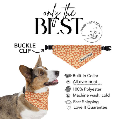 Pet Bandana Collar - Personalized Pumpkin Dog Cat Bandana, Fall Pet Accessory, Adjustable Collar | Cute Autumn Gift, Custom Name Pet Gift