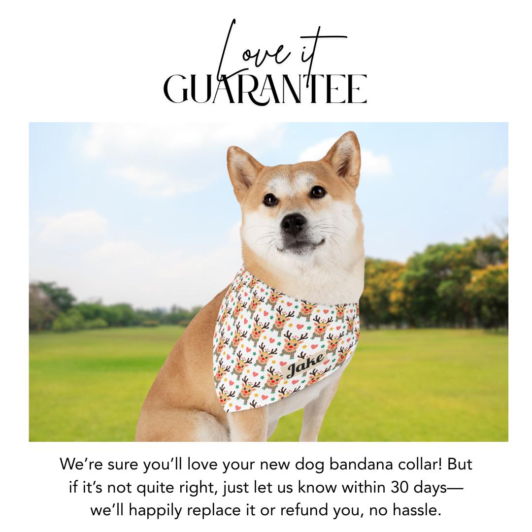 Personalized Pet Bandana Collar Christmas Reindeer Print Dog and Cat Holiday Gift Festive Winter Accessory Soft Pet Scarf Adjustable Collar