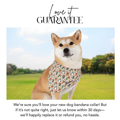 Personalized Pet Bandana Collar Cute Penguin & Reindeer Christmas Pattern Custom Dog Bandana with Built-In Adjustable Collar Gift for Pets
