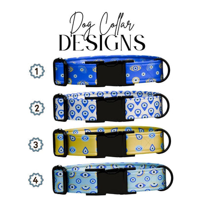 Personalized Evil Eye Dog Collar Custom Name ID Tag Stylish Protection Design Adjustable Quick Release Collar Perfect Gift for Dogs (OG-249)