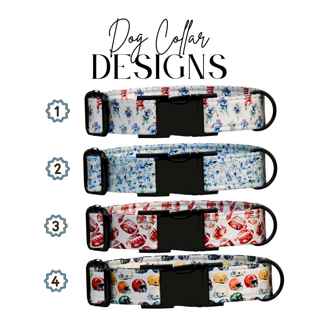 Personalized Football Dog Collar Custom Name Sports Dog Tag Collar with Metal Buckle & D-Ring Adjustable Dog Collar for Active Dogs (OG-269)