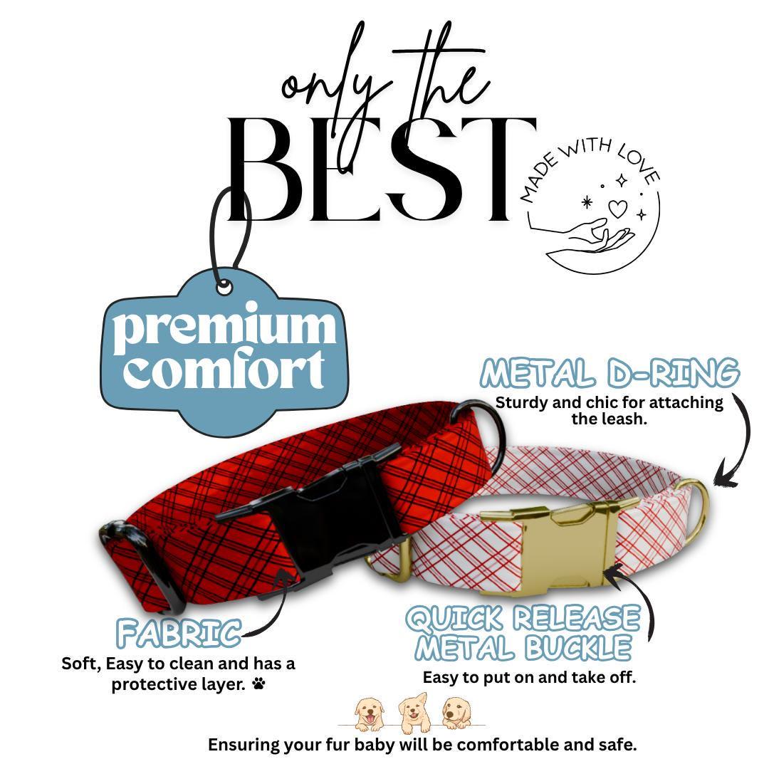 Personalized Checkered Dog Collar with Name Engraved Custom Pet Name ID Collar for Pets Collar & Leash Set Crisscross Dog Collar (OG-180)