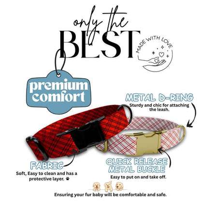 Personalized Checkered Dog Collar with Name Engraved Custom Pet Name ID Collar for Pets Collar & Leash Set Crisscross Dog Collar (OG-180)