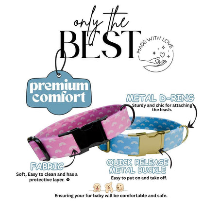 Personalized Pastel Rainbow Dog Collar with Name Engraved Custom Name Dog Tag Durable Metal Buckle & D-Ring Cute Gift for Dogs (OG-265)