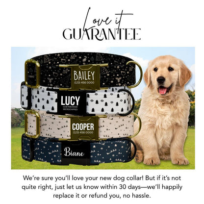 Personalized Christmas Dog Collar Custom Name Pet Collar with Engraved Buckle Holiday Dog Gift Cute Winter Patterns Gift for Dogs (OG-229)