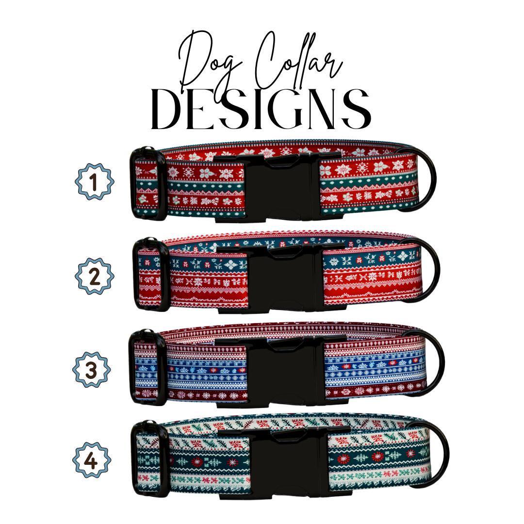 Personalized Ugly Christmas Dog Collar with Name Engraved Custom Holiday Name Tag Adjustable Collar & Leash Set Festive Dog Leash (OG-224)