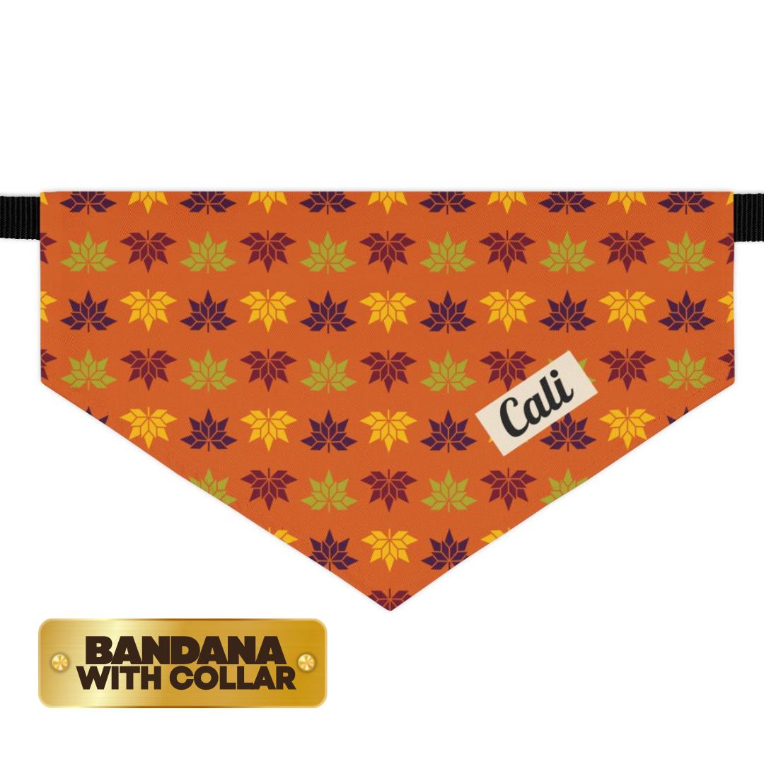 Personalized Autumn and Thanksgiving Pet Bandana with Built-In Collar Custom Dog and Cat Bandana Fall Pet Accessory, Adjustable & Comfy