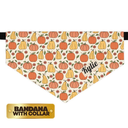 Pumpkin Harvest Pet Bandana with Built-In Collar Personalized Dog Cat Bandana Fall & Thanksgiving Pet Accessory Adjustable Pet Bandana Gift
