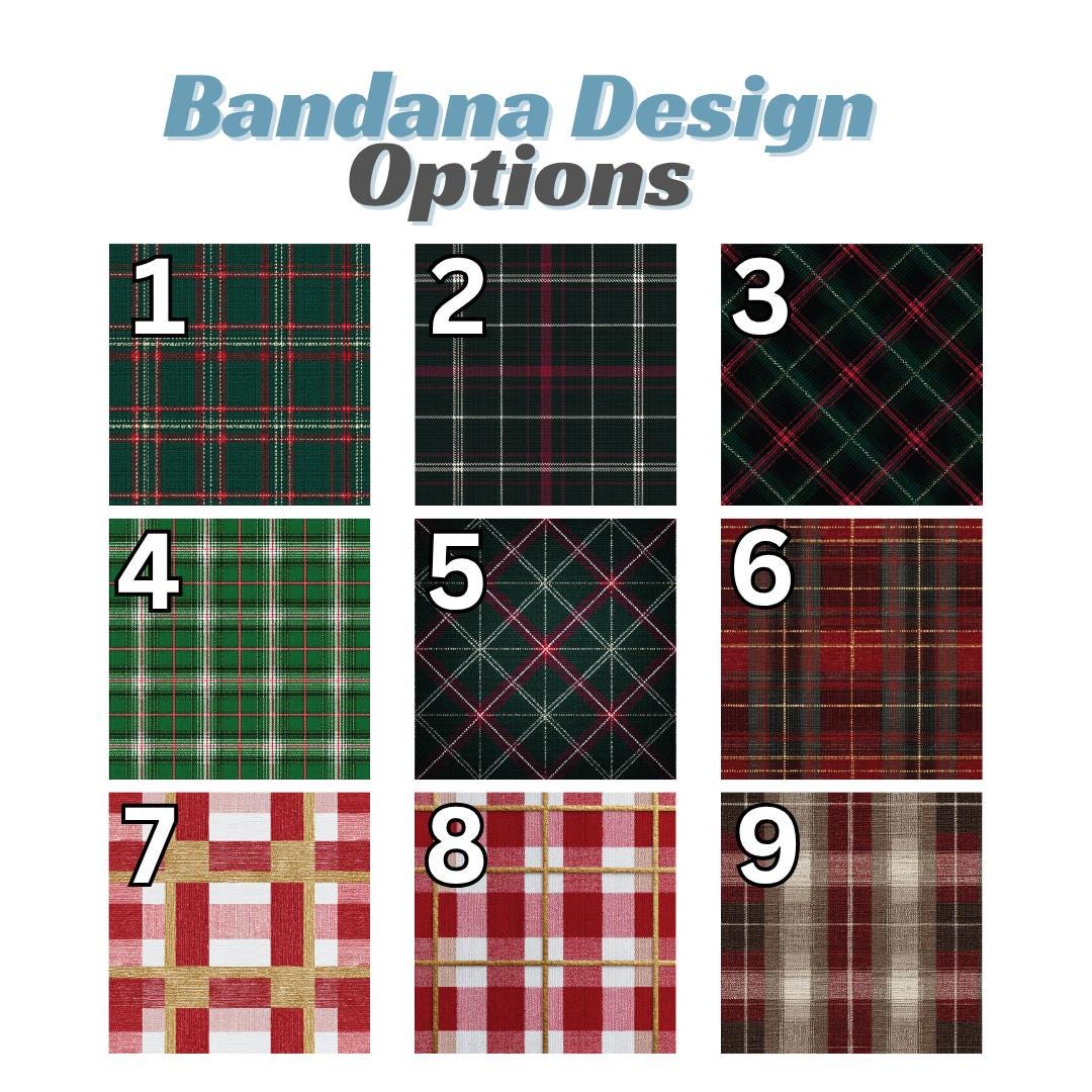 Personalized Red Green Christmas Plaid Pet Bandana Built-In Adjustable Collar for Dogs & Cats Custom Name Pet Bandana Gift for Pet Lovers