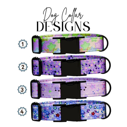 Personalized Magical Starburst Dog Collar Custom Name Tag Cute Star Design Dog Collar with Metal Buckle & Adjustable Fit Dog ID Tag (OG-290)