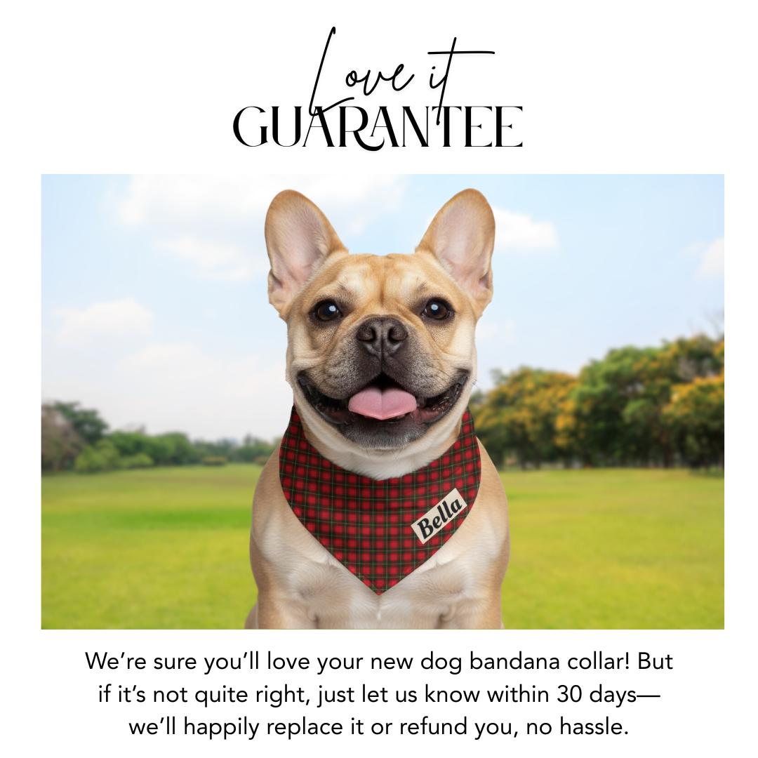 Personalized Christmas Pet Bandana Built-In Collar Custom Dog and Cat Bandana with Name Festive Plaid Designs Holiday Photo Outfit For Pets