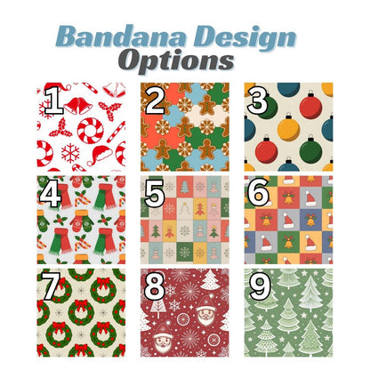 Personalized Christmas Pet Bandana Built-In Collar Custom Name Pet Scarf Adjustable Festive & Cute Holiday Design Soft Polyester Dog Bandana