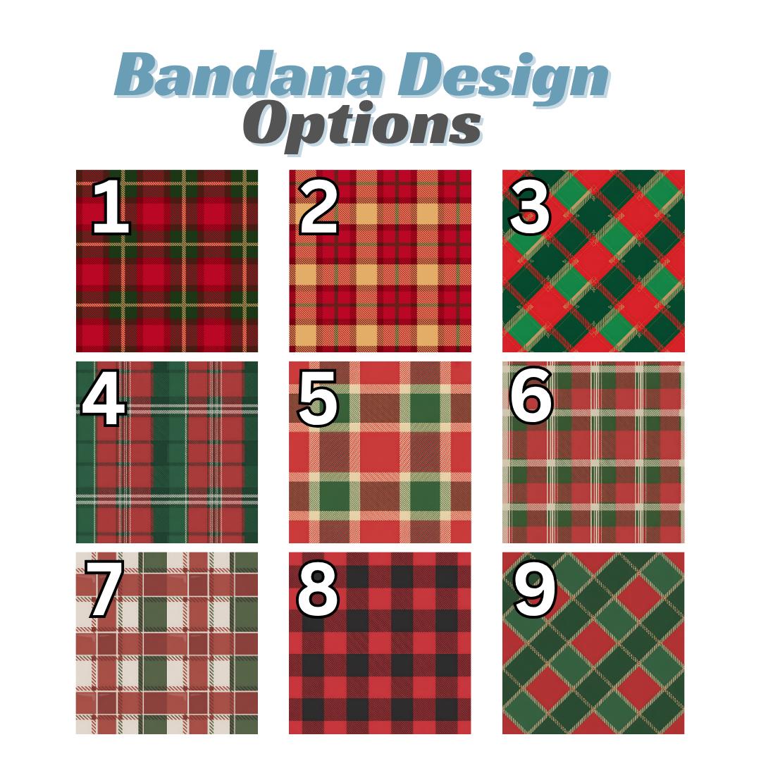 Personalized Christmas Plaid Pet Bandana Built-In Collar Custom Name Pet Scarf Adjustable Cozy Holiday Bandana Gift For Pets Holiday Photos