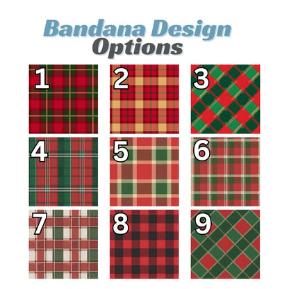 Personalized Christmas Plaid Pet Bandana Built-In Collar Custom Name Pet Scarf Adjustable Cozy Holiday Bandana Gift For Pets Holiday Photos