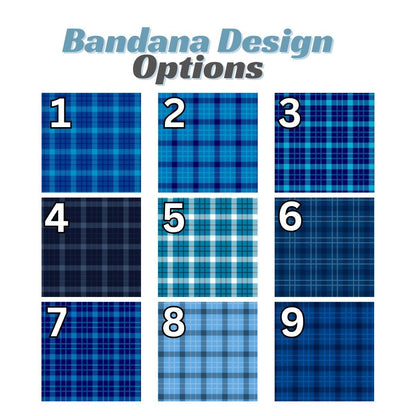 Personalized Blue Plaid Pet Bandana Collar Custom Name Dog-Cat Bandana with Built-In Adjustable Collar Cute Soft Polyester Plaid Pet Bandana