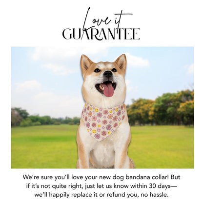 Personalized Floral Pet Bandana Collar Custom Pet Bandana with Name Adjustable Collar Cute Flower Print Perfect for Walks Photos & Gifts