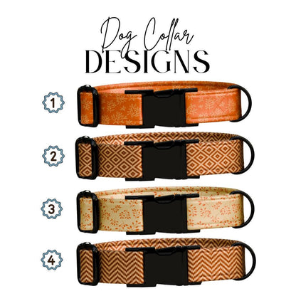 Personalized Fall Dog Collar Custom Name Tag Autumn Pattern Dog Collar with Metal Buckle & Adjustable Fit Cute Fall Autumn Dog Tag (OG-242)