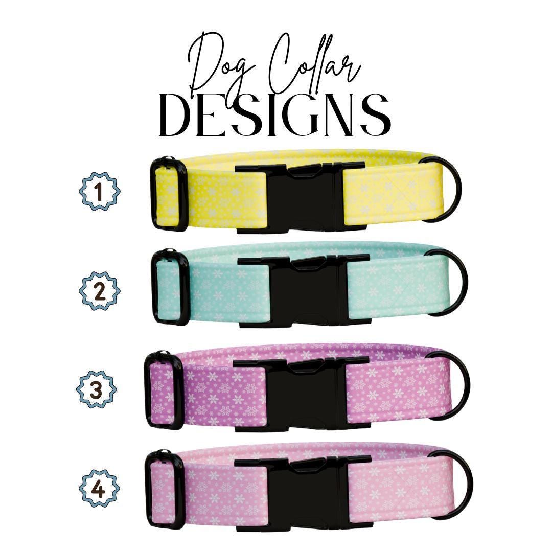 Personalized Dog Collar with Name & Number Custom Engraved Pet Collar Durable Metal Buckle D-Ring  Cute Floral Pattern Dog Collar (OG-238)