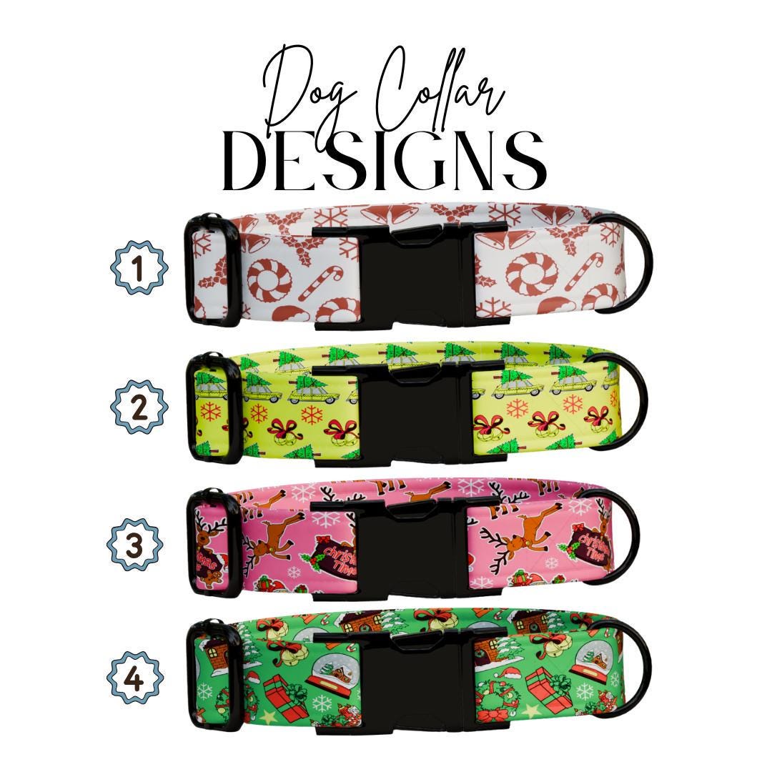 Personalized Christmas Dog Collar Custom Name Tag Festive Holiday Dog Collar with Metal Buckle & Adjustable Fit Chrismast Dog Tag (OG-240)