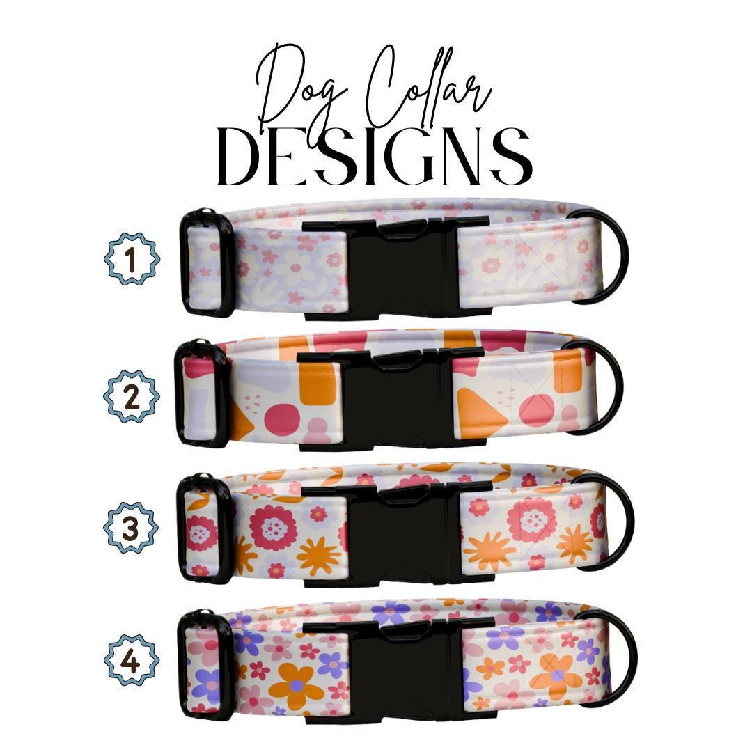 Personalized Floral Dog Collar for Girls with Name Engraved Cute Retro-Inspired Name ID Adjustable Collar & Leash Set Gift for Dog (OG-253)
