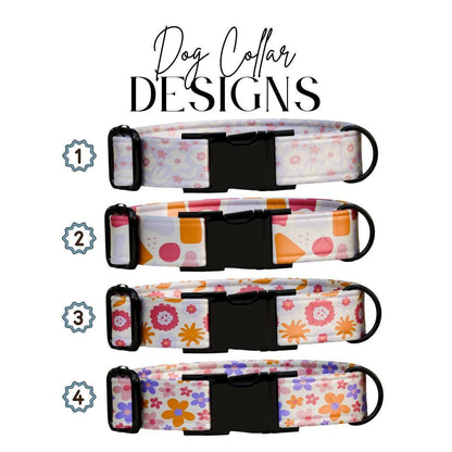 Personalized Floral Dog Collar for Girls with Name Engraved Cute Retro-Inspired Name ID Adjustable Collar & Leash Set Gift for Dog (OG-253)
