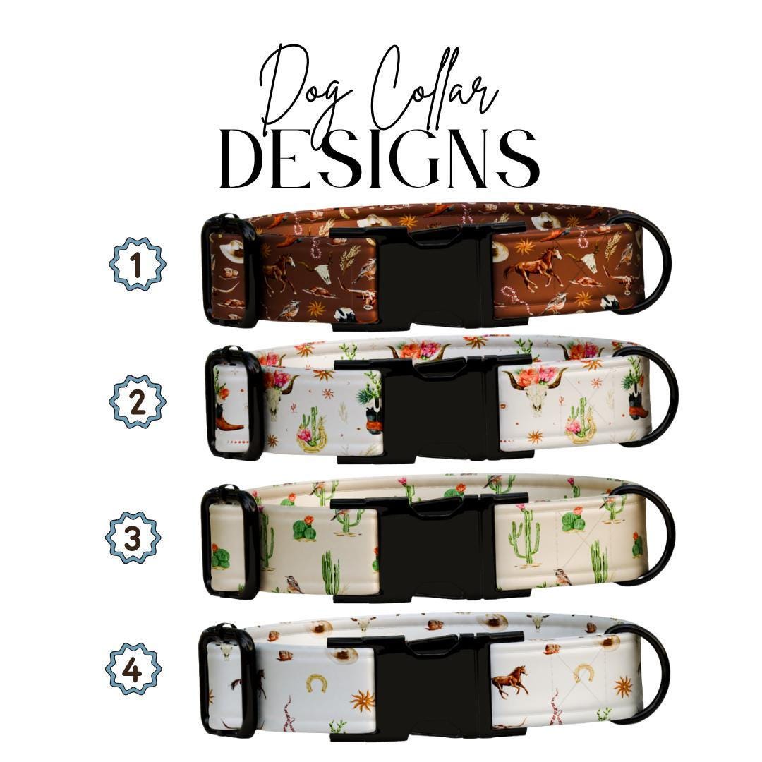 Personalized Western Dog Collar Custom Name Tag Cute Cowboy Style Dog Collar with Metal Buckle & Adjustable Fit Western Dog ID Tag (OG-245)