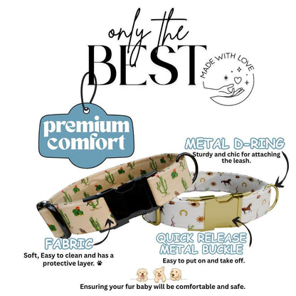 Personalized Western Dog Collar Custom Name Tag Cute Cowboy Style Dog Collar with Metal Buckle & Adjustable Fit Western Dog ID Tag (OG-245)