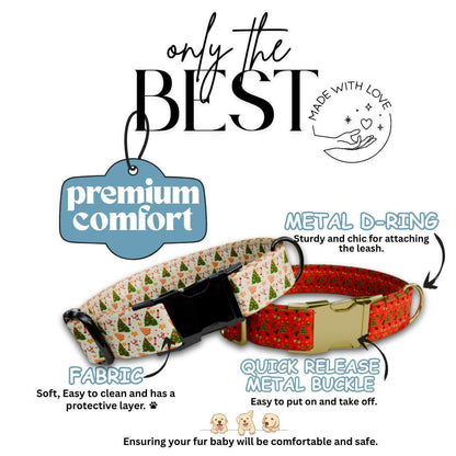 Personalized Christmas Dog Collar Custom Name Tag Holiday Pet Collar Cute Christmas Design Adjustable & Durable with Metal Buckle (OG-235)